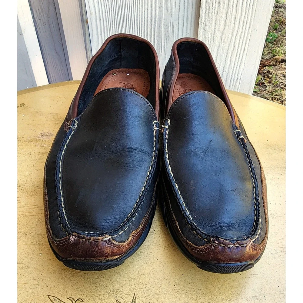 Allen Edmonds Sz 12 D Black Brown Leather‎ Boulder Venetian Driving Moc Loafers